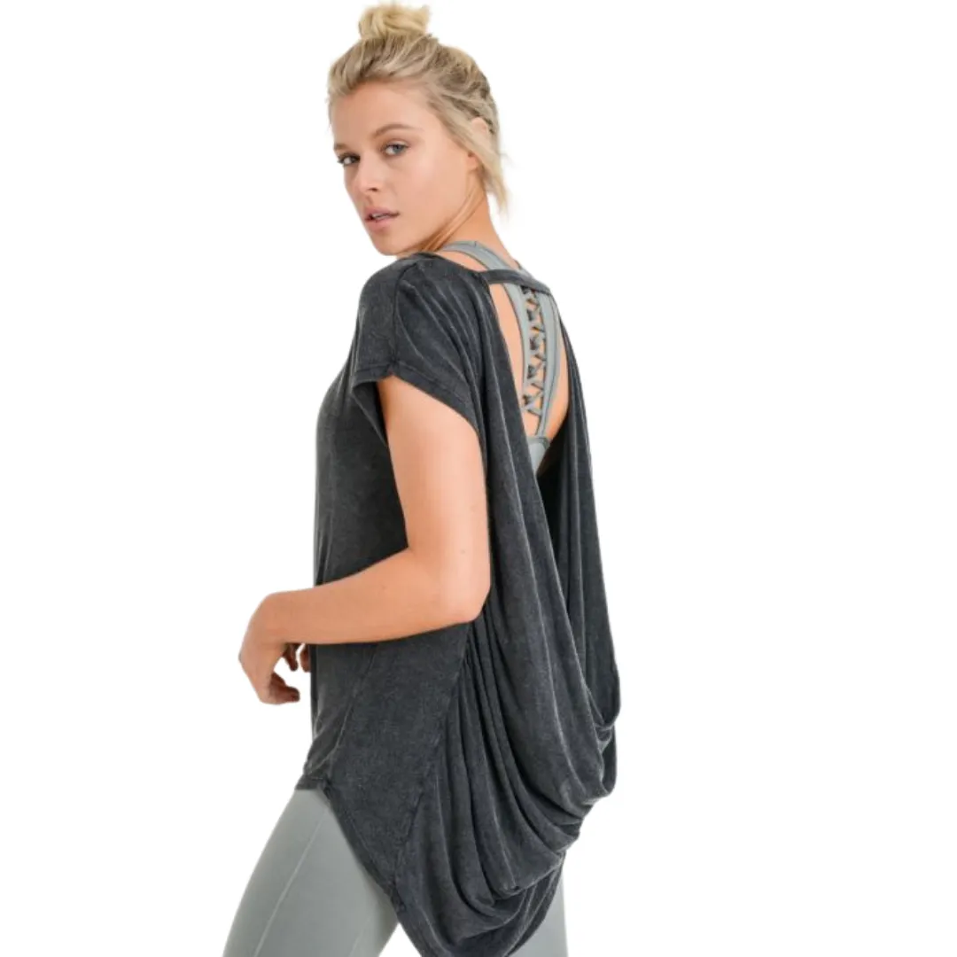 Open Back Drape Mineral Wash Top