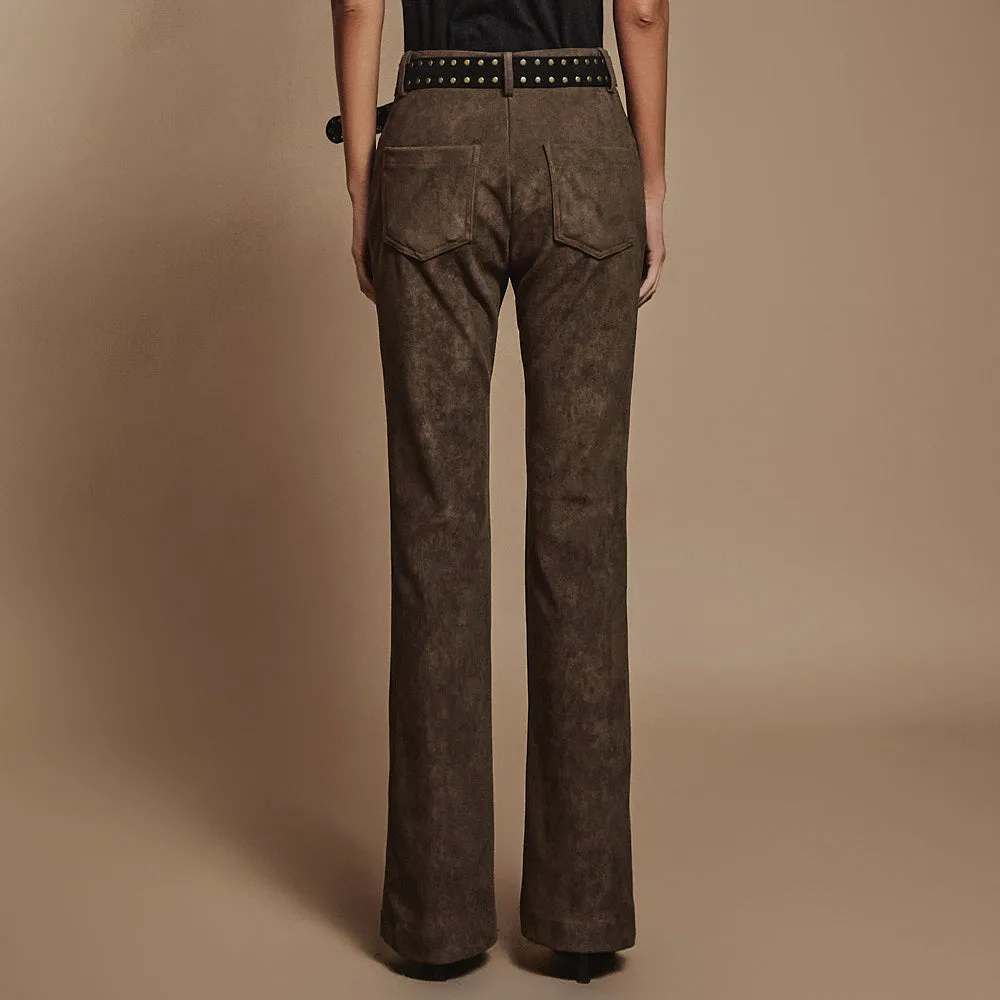 P3287 Suede Flared Pants