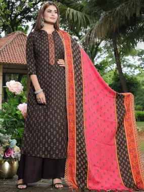 Pashmina Embroidered Coffee Unstitched Winter Ladies Suits