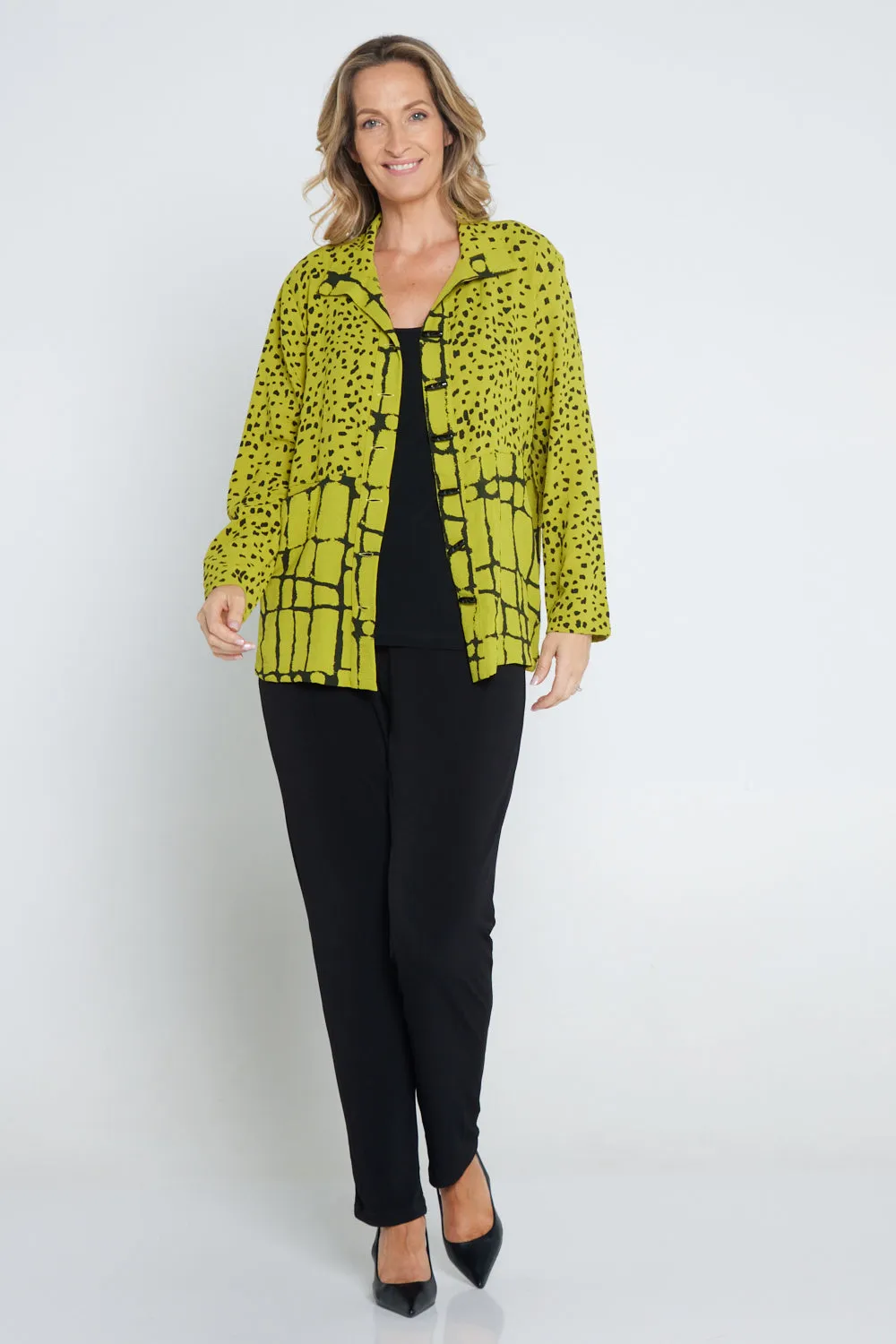 Pebble Splice Shirt - Lime/Black Print