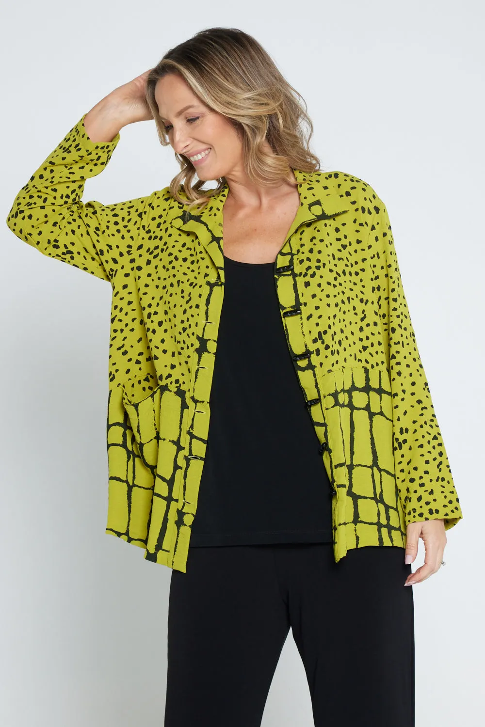 Pebble Splice Shirt - Lime/Black Print