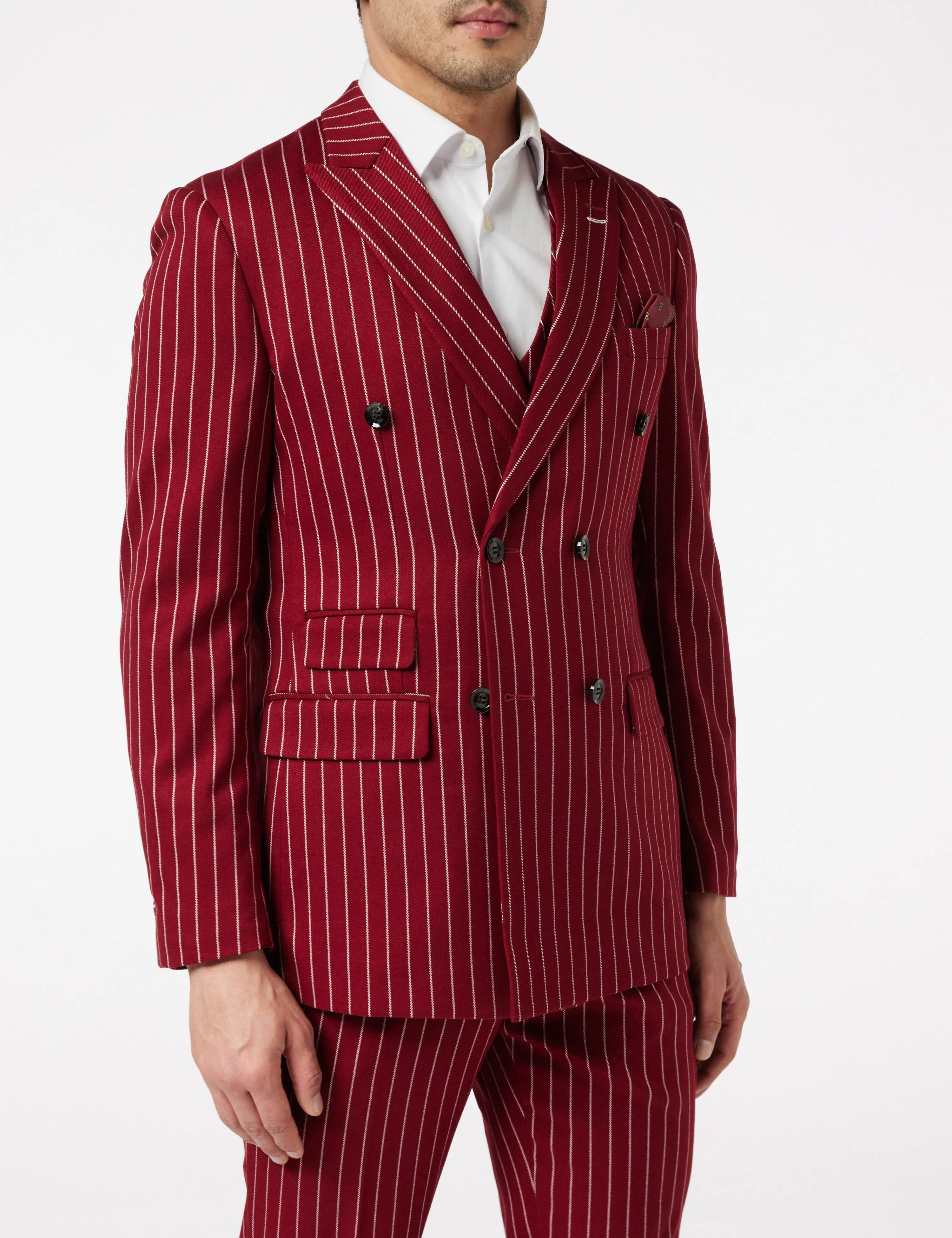 Pinstripe Double Breasted Maroon Jacket