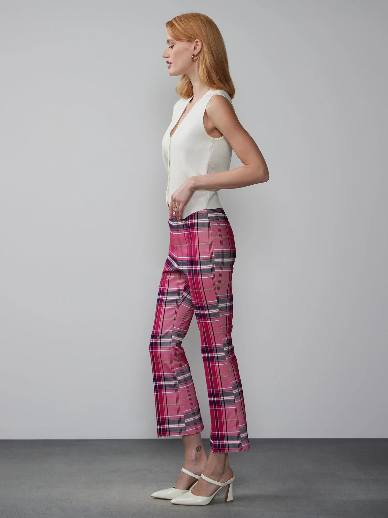 Plaid Flared Ankle Pant