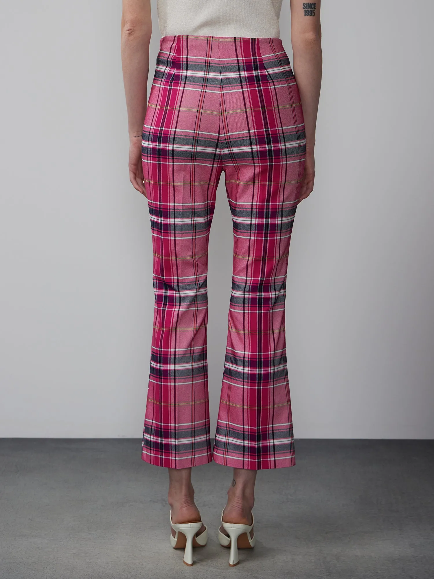 Plaid Flared Ankle Pant