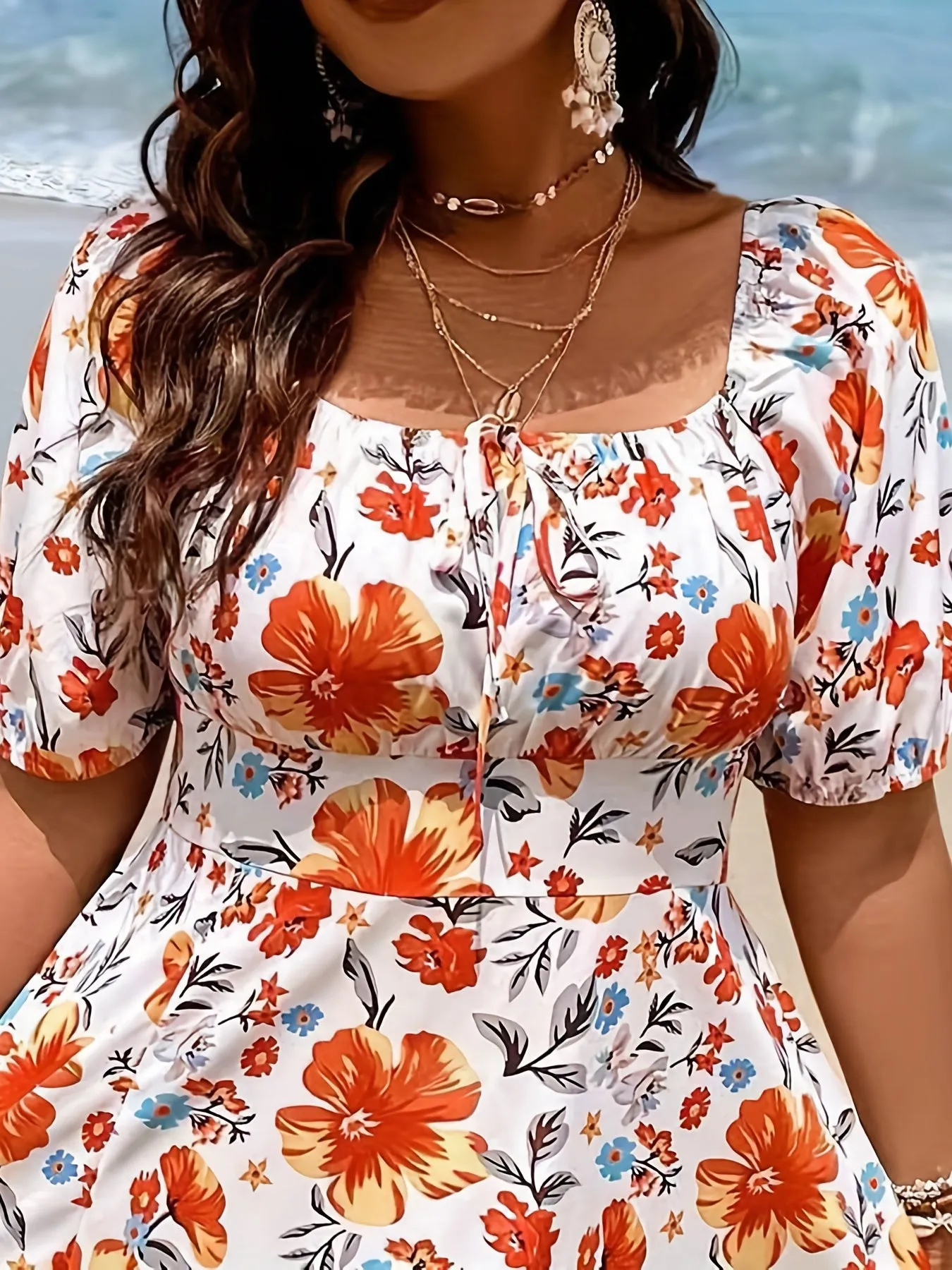 Plus Size Romantic Floral Mini Dress