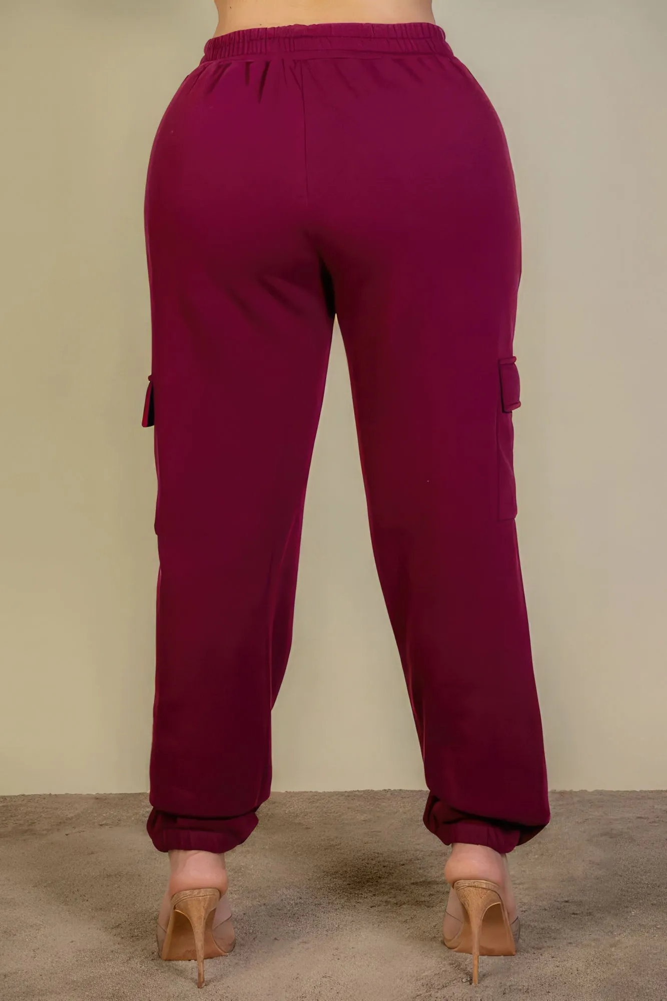 Plus Size Women Side Pocket Drawstring Waist Sweatpants