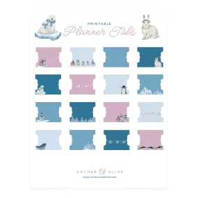 Polar Penguin Printable Planner Tabs