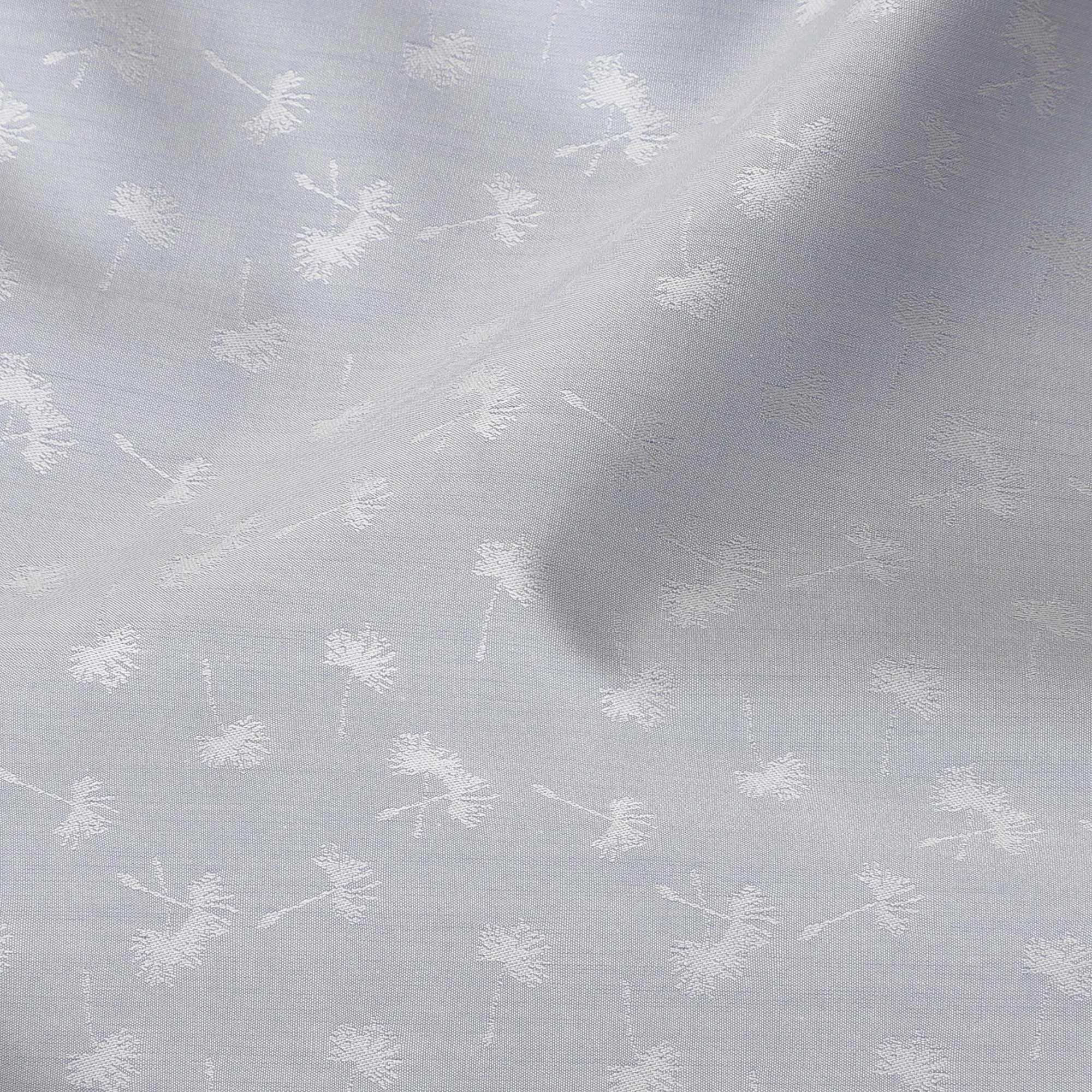 Powder blue Premium pure 100% Swiss cotton shirting fabric with pearl grey jacquard in fancy design-D14670