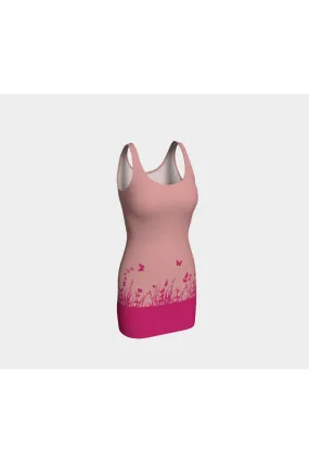 Pressed Rose & Pink Peacock Meadow Bodycon Dress