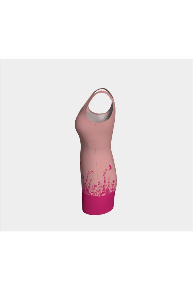 Pressed Rose & Pink Peacock Meadow Bodycon Dress