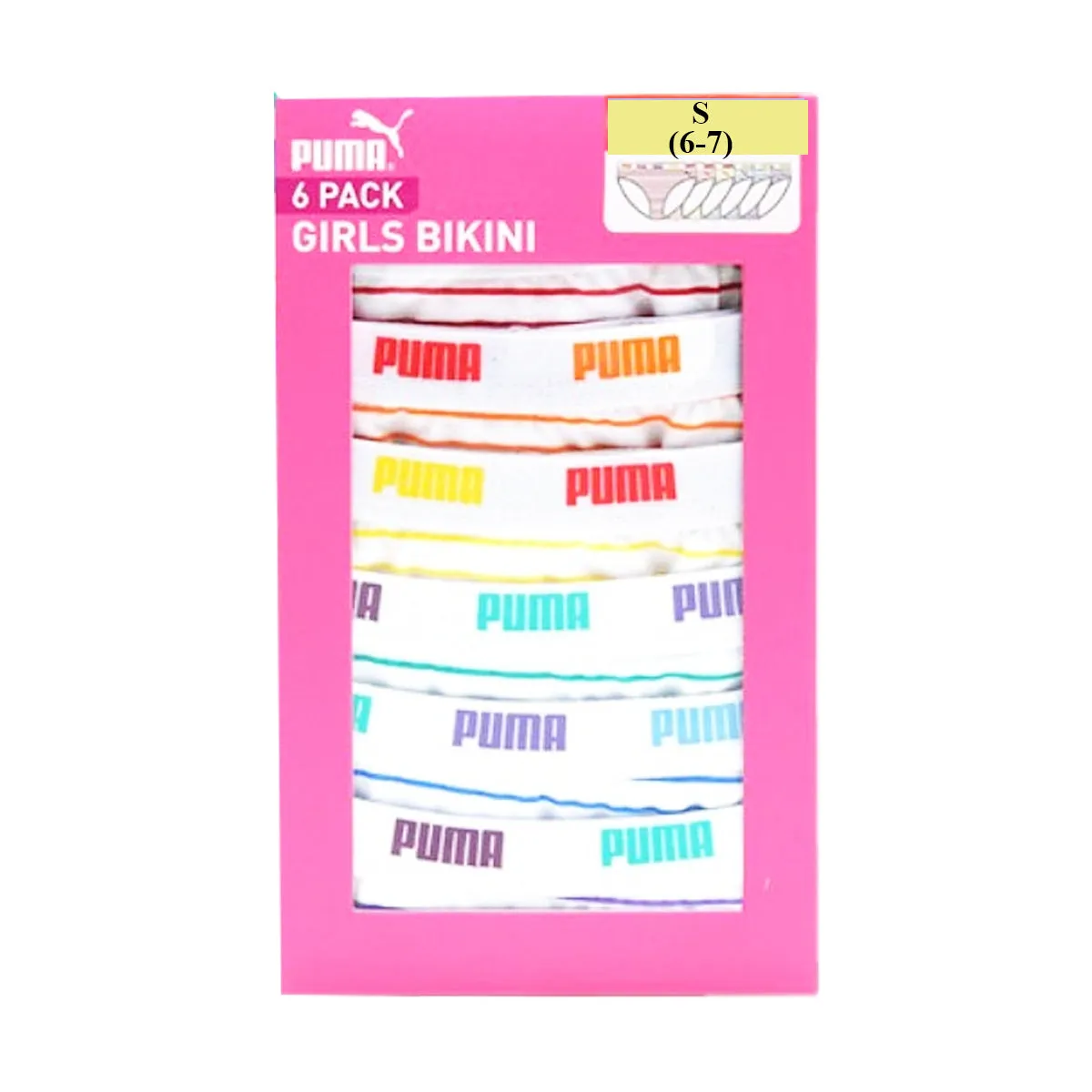 PUMA Girls 6 Pack Cotton Stretch Premium Bikini Tag-Free Comfort Waistband