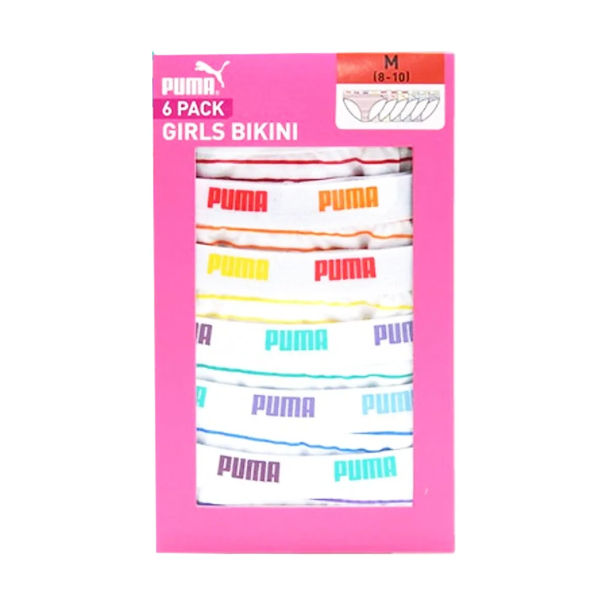 PUMA Girls 6 Pack Cotton Stretch Premium Bikini Tag-Free Comfort Waistband