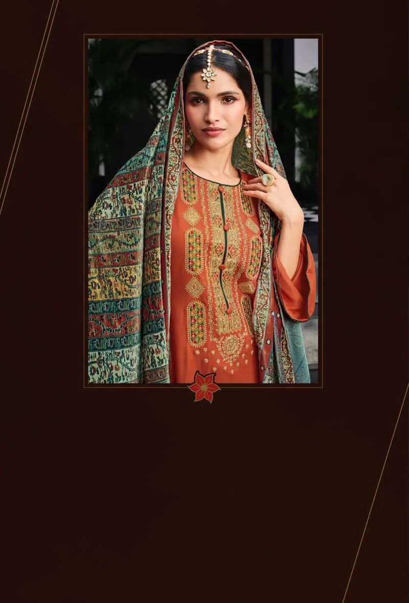 Pure Viscose Pashmina Unstitched Winter Suits with Velvet Dupatta