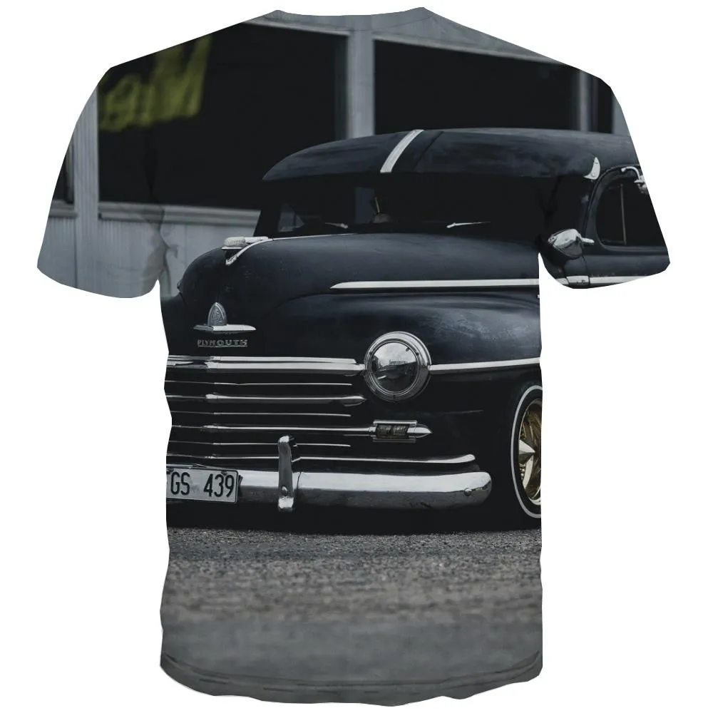 Racing Car T-shirt Men Metal Tshirts Novelty City T shirts Funny Gray Tshirts Cool Retro Tshirt Printed