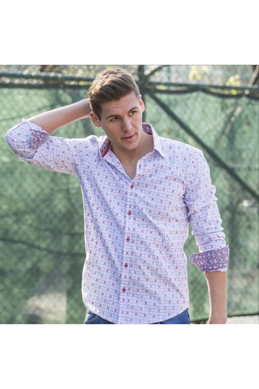 Red Jacquard Shirt With Trim