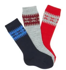 Red Nordic Border Knee High Socks