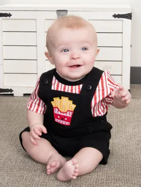 Red Striped French Fry Overall Set