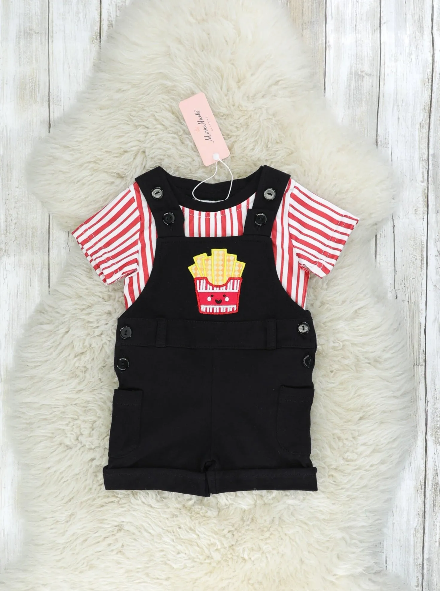 Red Striped French Fry Overall Set