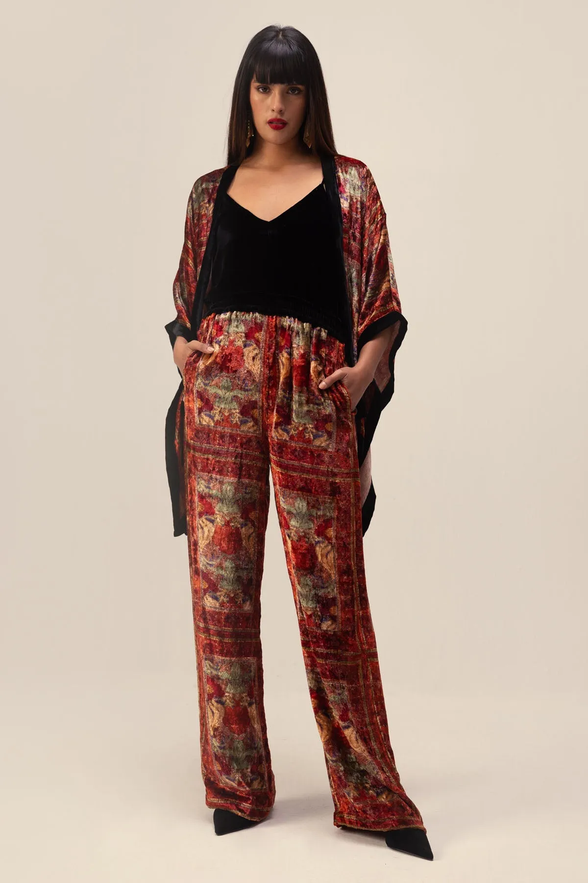 Red Velvet Kimono Top & Pants