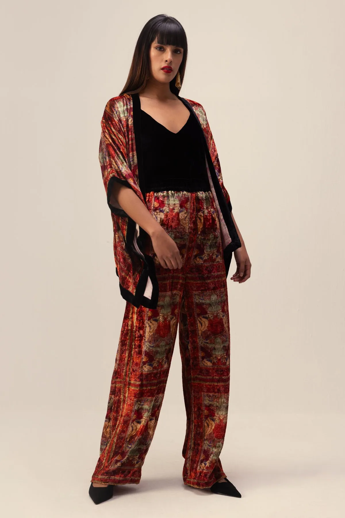 Red Velvet Kimono Top & Pants