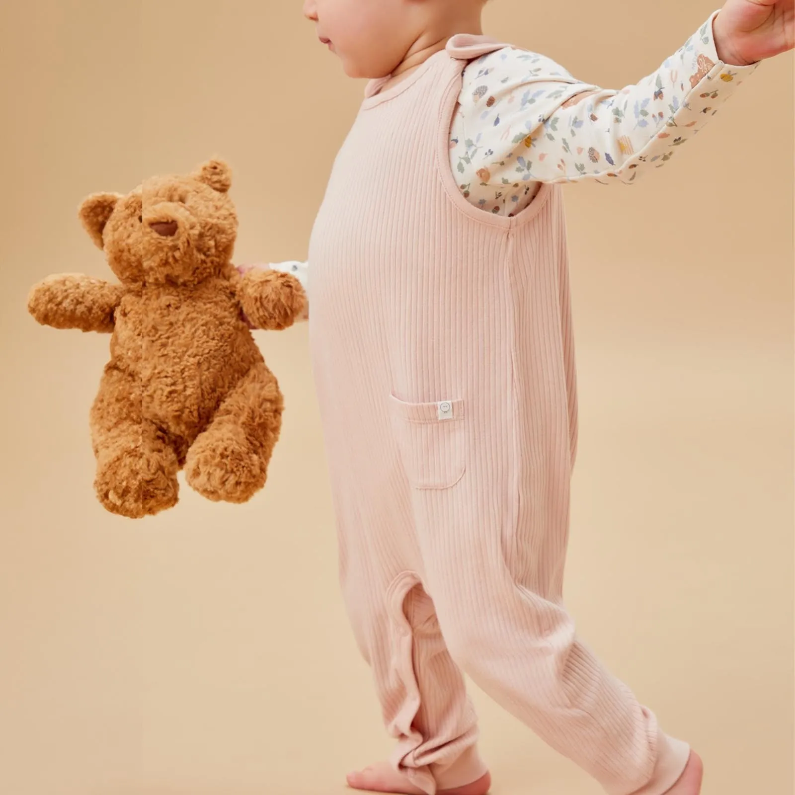 Ribbed Overall & Bear Bodysuit Outfit