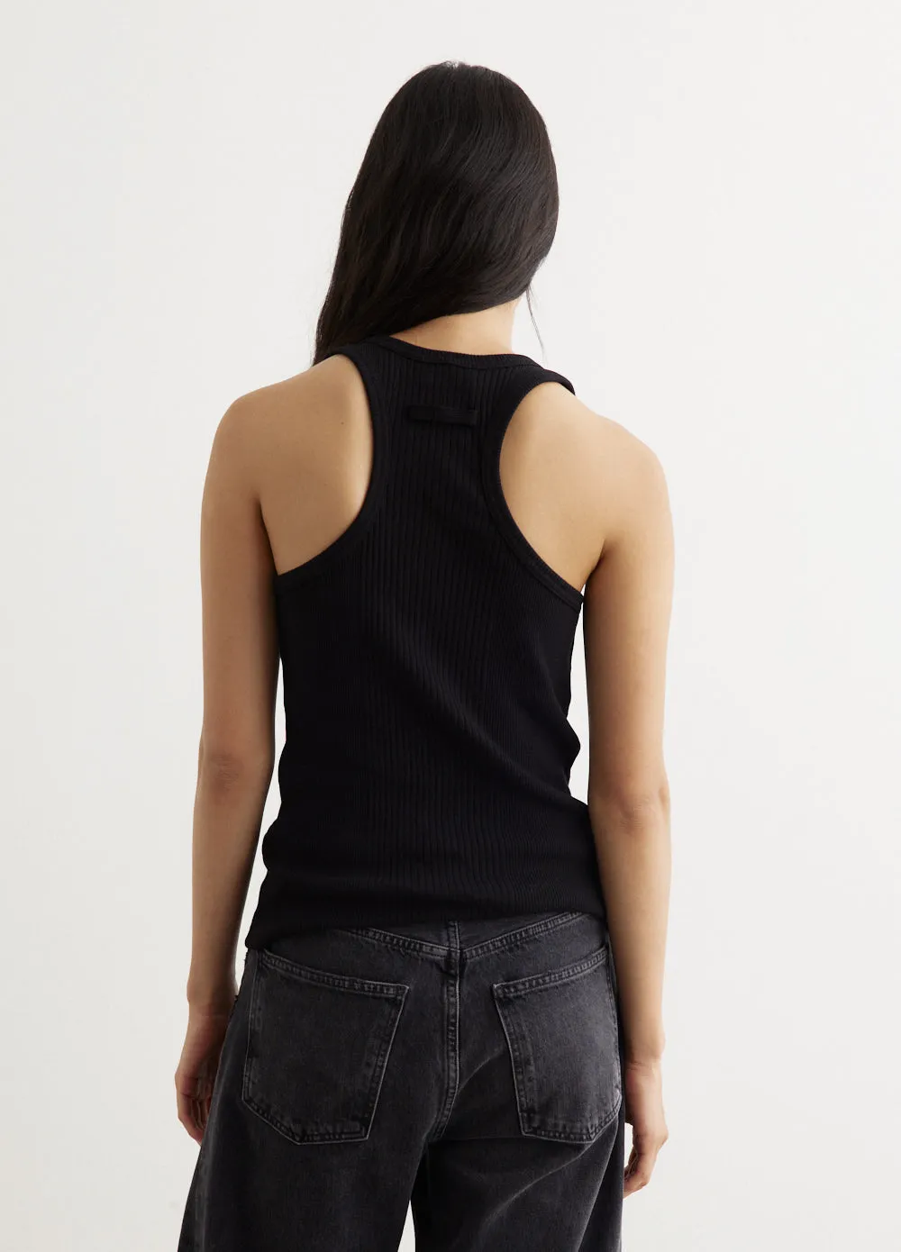 Ribbed Tank Top With Overall Buckles