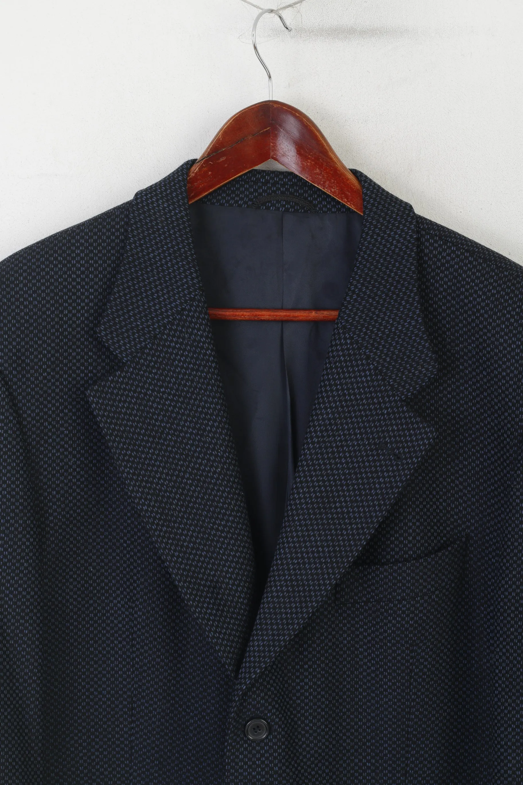 Ritex Men 42 Blazer Navy Wool Cashmere Vintage Switzerland Single Breasted Jacket