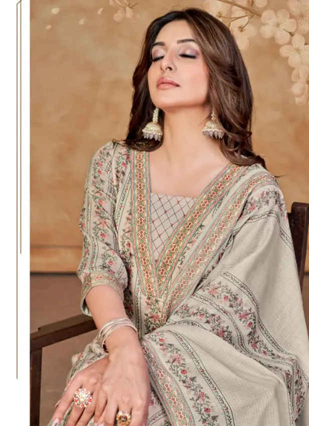 Rivaa Pashmina Unstitched Winter Suit Dress Materials for Women