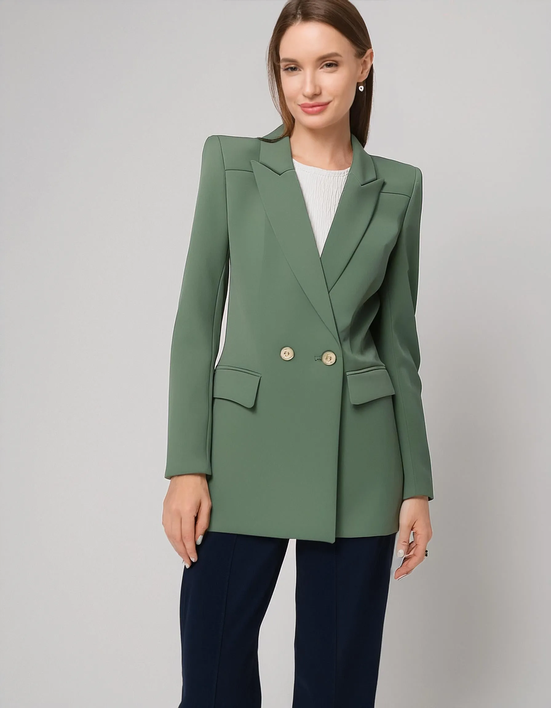 Sage Green Double-Breasted Blazer