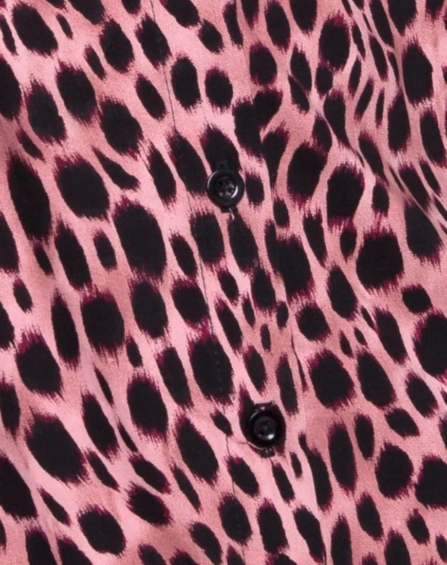 Sanna Slip Dress in Pink Cheetah