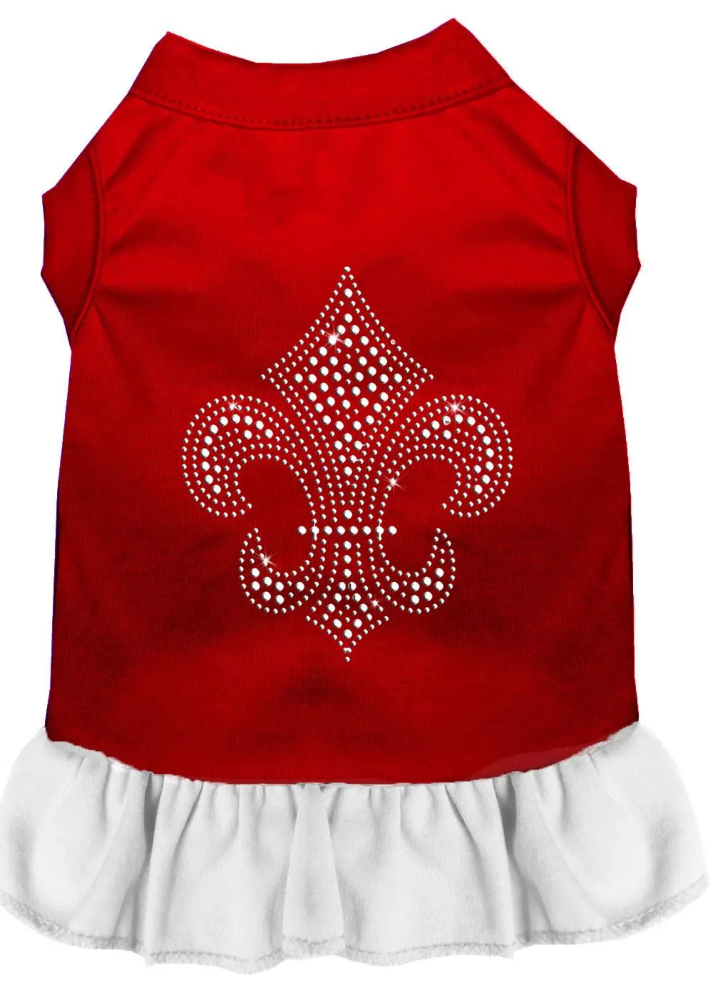 Silver Fleur De Lis Rhinestone Dress Red With White Lg (14)