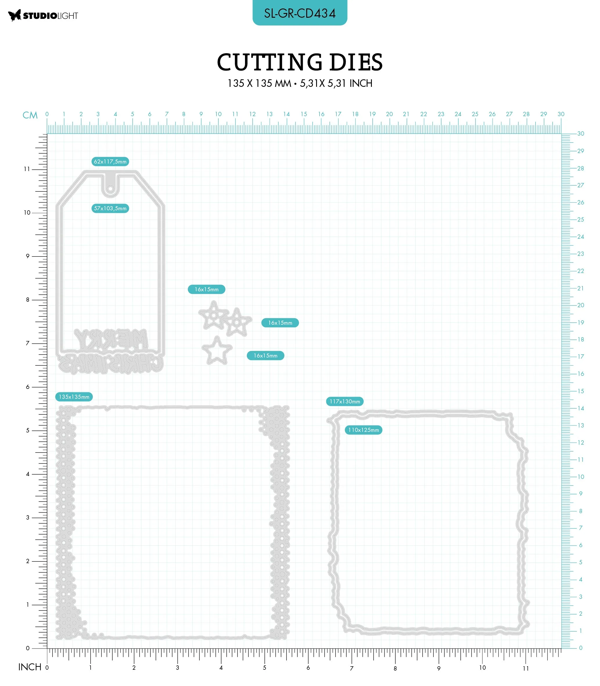 SL Cutting Die Card Shape Grunge Collection 135x135x1mm 8 PC nr.434