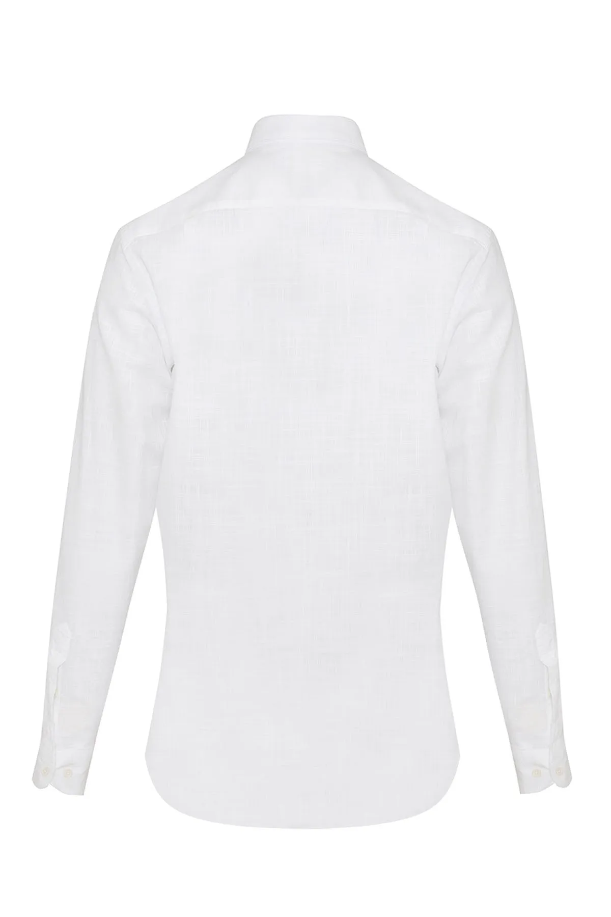 Slim Fit Button-Down 100% Cotton White Casual Shirt