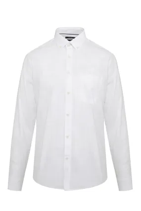 Slim Fit Button-Down 100% Cotton White Casual Shirt