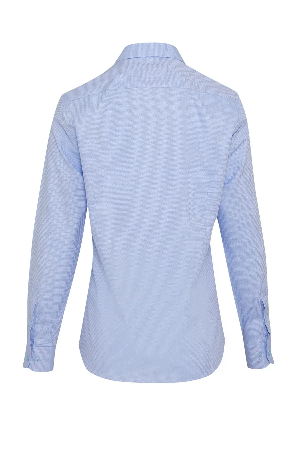 Slim Fit Long Sleeve 100% Cotton Blue Dress Shirt