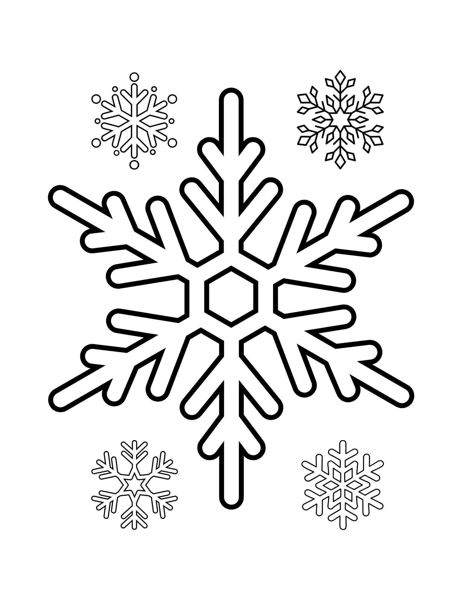 Snowflake Magic: Printable Coloring Book Featuring Snowflakes and Cute Characters