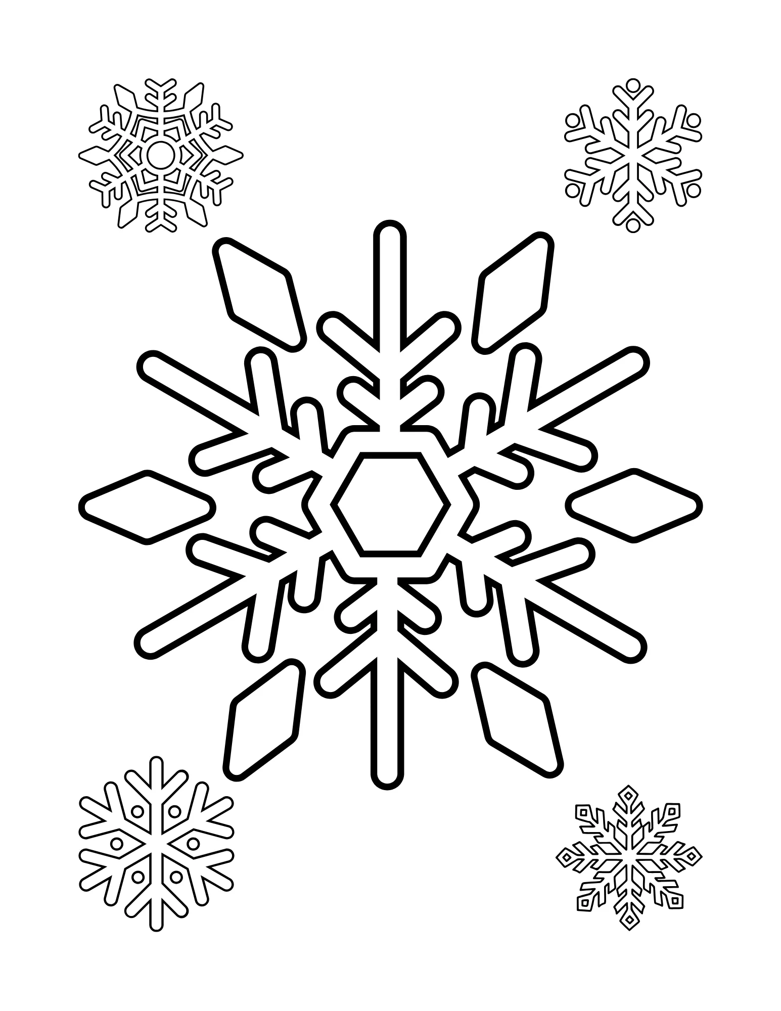 Snowflake Magic: Printable Coloring Book Featuring Snowflakes and Cute Characters