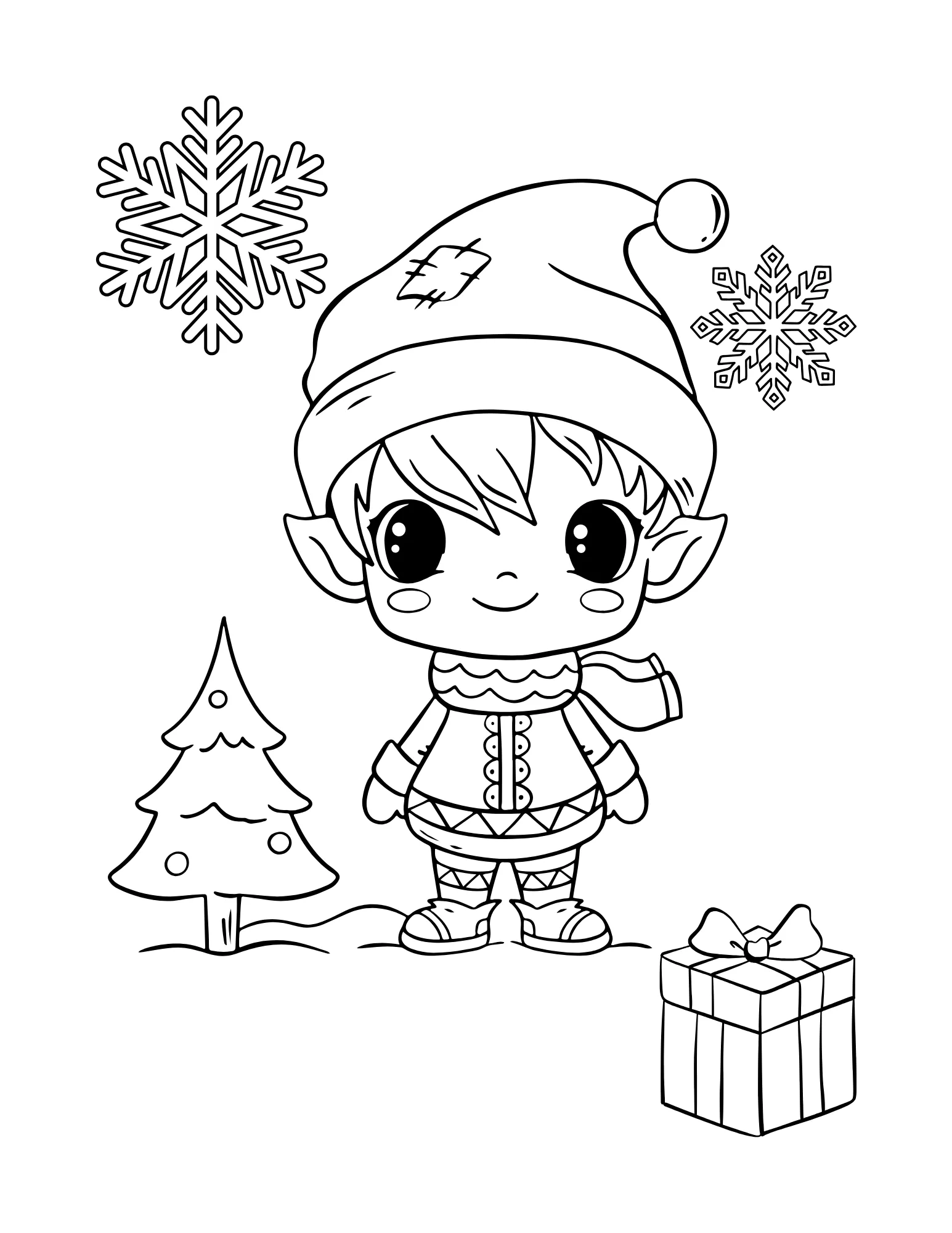 Snowflake Magic: Printable Coloring Book Featuring Snowflakes and Cute Characters