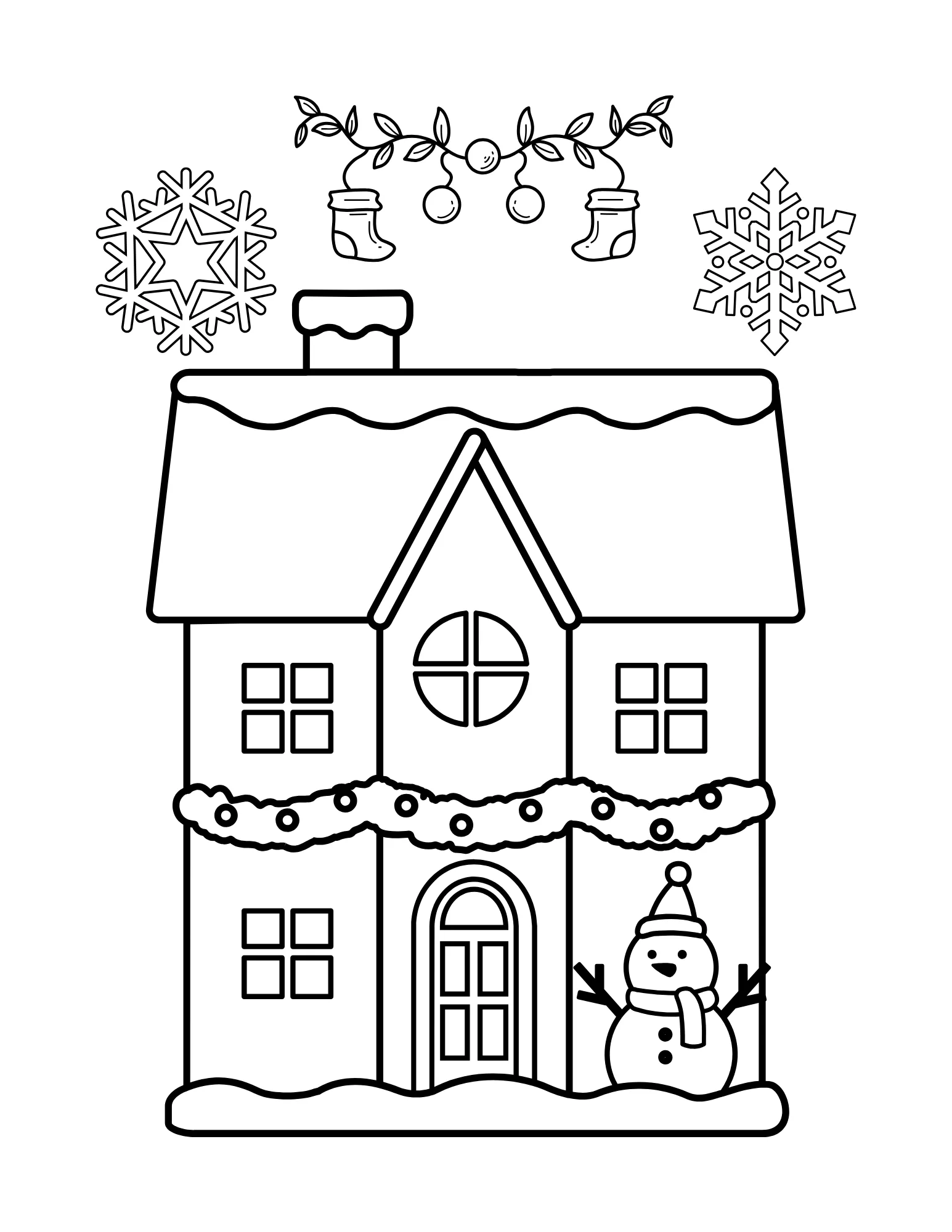 Snowflake Magic: Printable Coloring Book Featuring Snowflakes and Cute Characters