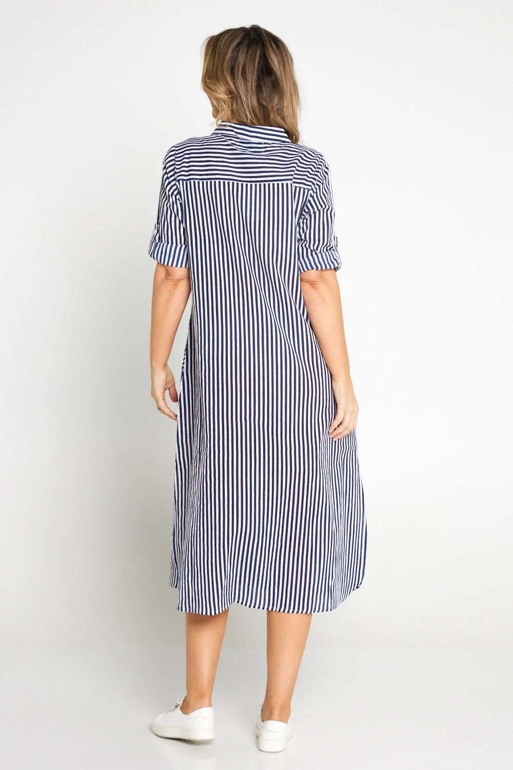 Sofia Shirt Dress - Navy Stripe