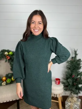 Stacy Solid Hunter Green Sweater Dress