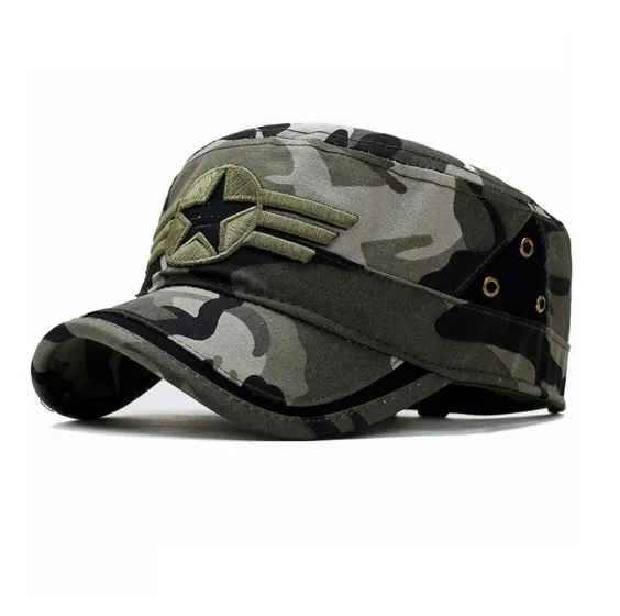 Star and Three Stripe Embroided Military Cap