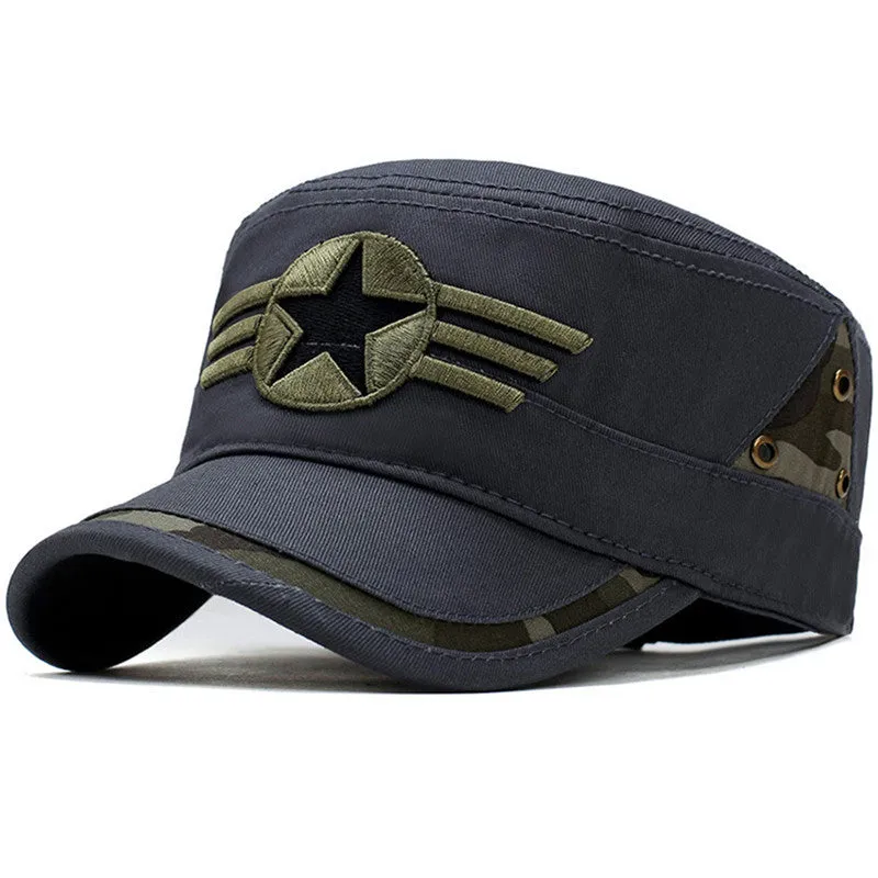 Star and Three Stripe Embroided Military Cap