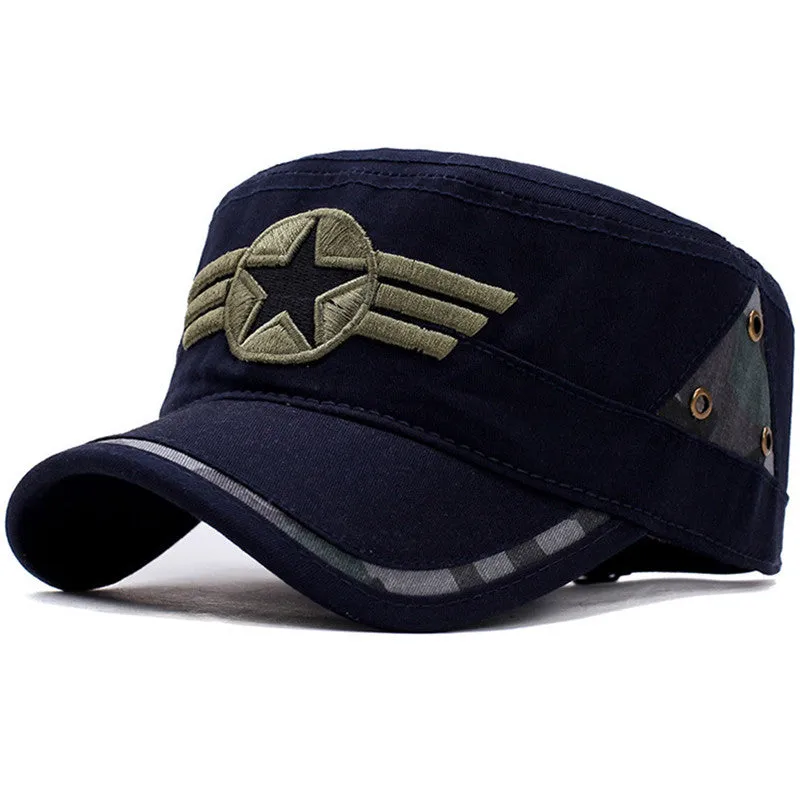 Star and Three Stripe Embroided Military Cap