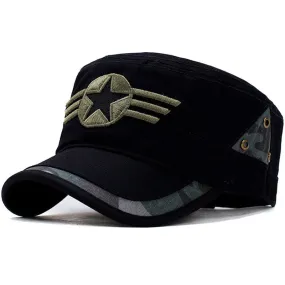 Star and Three Stripe Embroided Military Cap