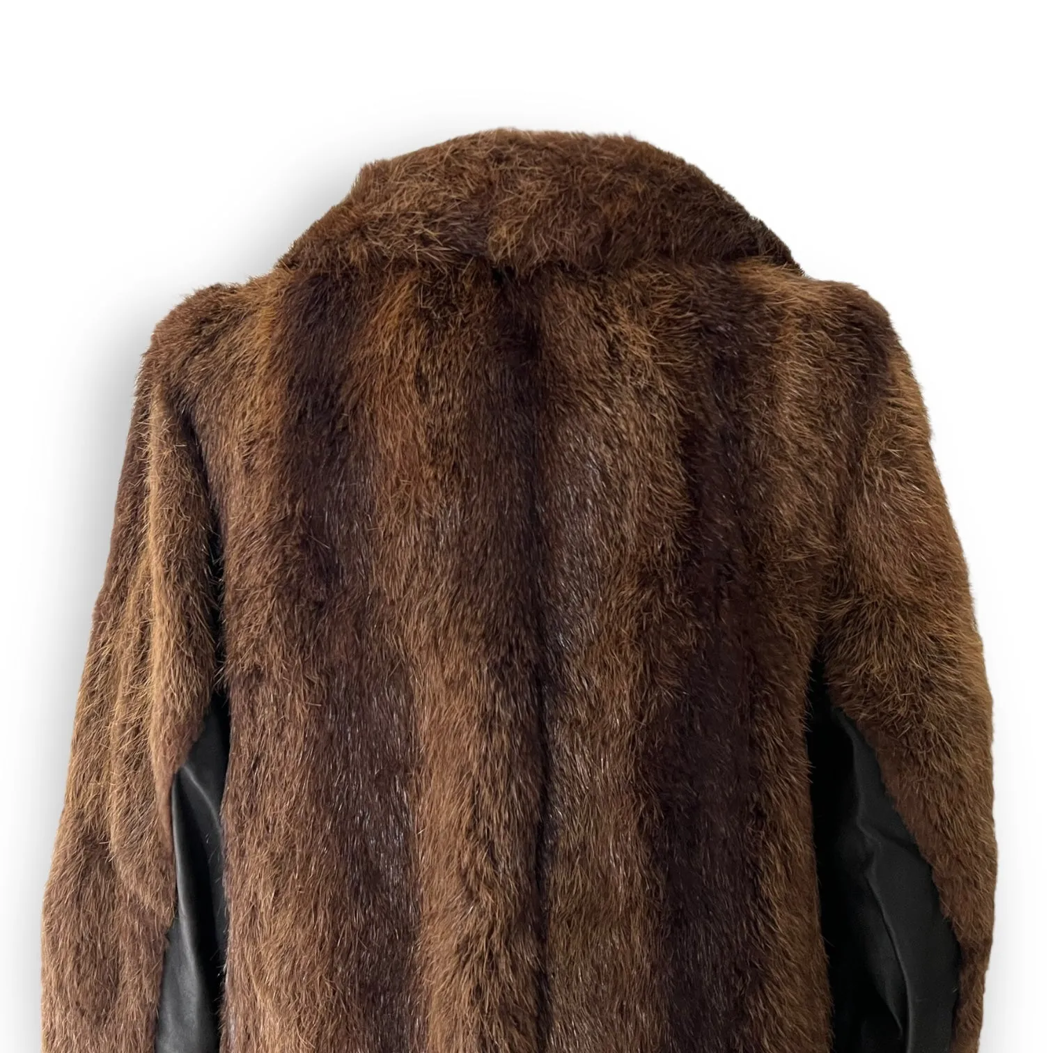 Stunning Vintage Fur Coat with Leather Inserts