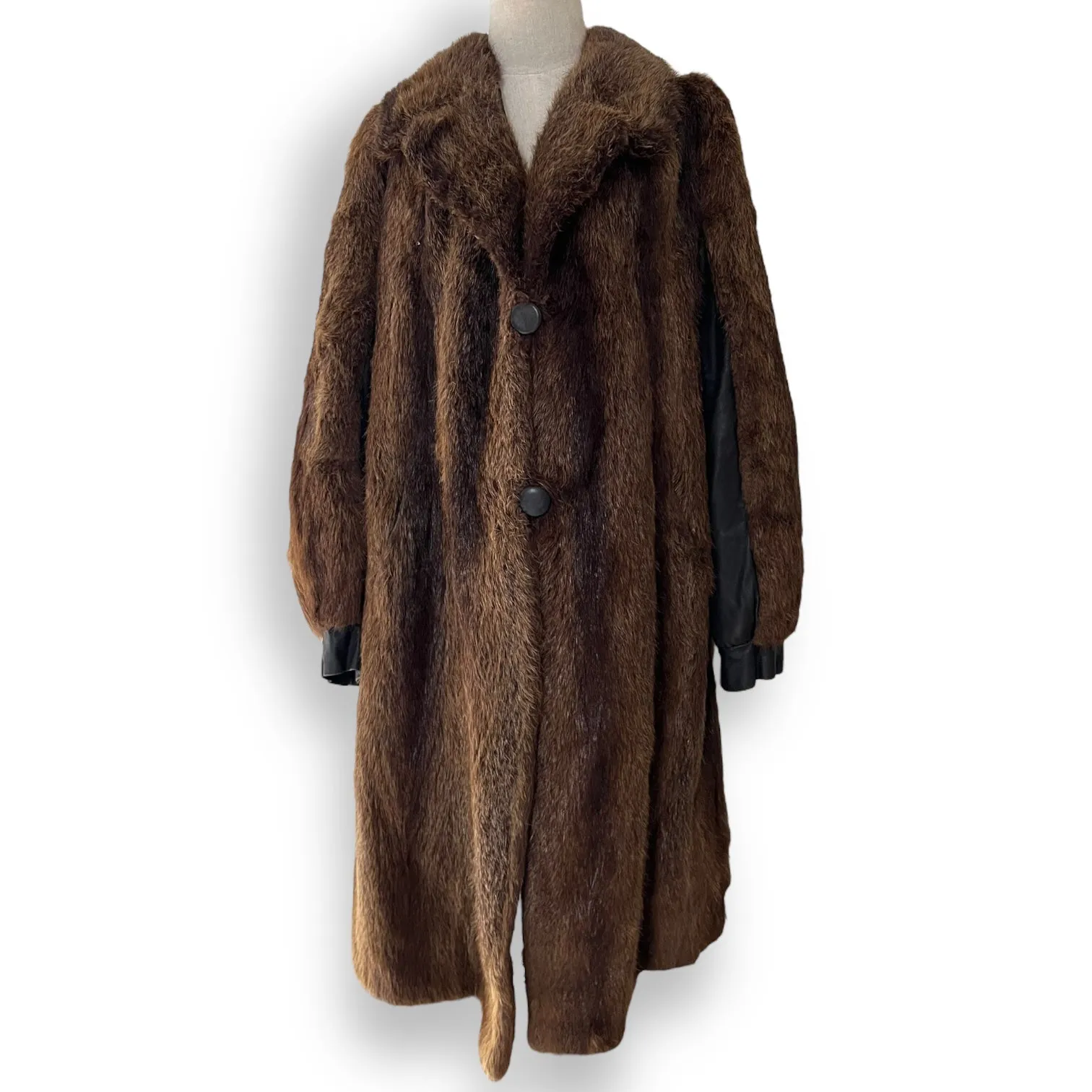 Stunning Vintage Fur Coat with Leather Inserts