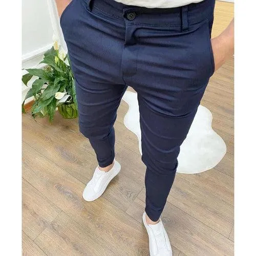 Summer Men's Casual Pants High Elastic Solid Color