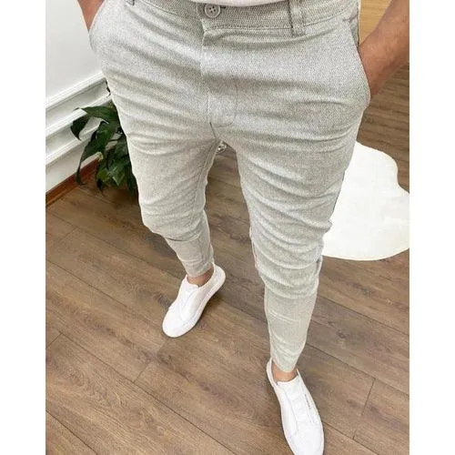 Summer Men's Casual Pants High Elastic Solid Color