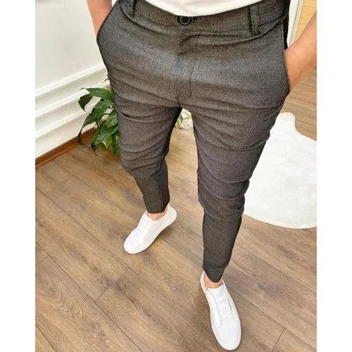 Summer Men's Casual Pants High Elastic Solid Color